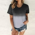 thumbnail image 2 of 2025 Clearance! 50% Off Clear! asdoklhq Juniors Plus Tops & T-Shirts,Women's Printing Round Neck Loose Short Sleeve T Shirt Pullover Tops Blouse, 2 of 5