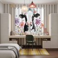 thumbnail image 5 of Flowers Cow Kitchen Curtains 84 Inch Length, Spring Botanical Floral Plants Butterfly Grommet Top Bedroom Living Room Curtains, Light Filtering Cafe Curtain Drapes 2 Panels Set 104''x84'', 5 of 9
