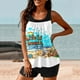 thumbnail image 5 of Trajes de baño tankini para mujer Trajes de baño de dos piezas con espalda de tiras y estampado conservador para mujer Traje de baño de dos piezas para mujer, 5 of 5