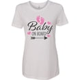 thumbnail image 3 of Inktastic Baby on Board with Arrow Pink Footprints and Hearts Women's T-Shirt, 3 of 5
