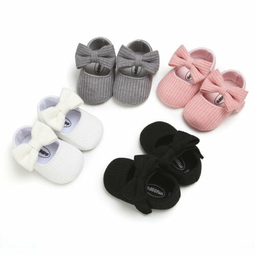Baby Infant Kids Girl Bow Leather Soft Sole Crib Toddler Newborn Shoes