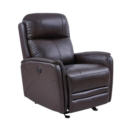 Armen Living Finn Genuine Leather, Dark Brown Real Leather Recliner Chair