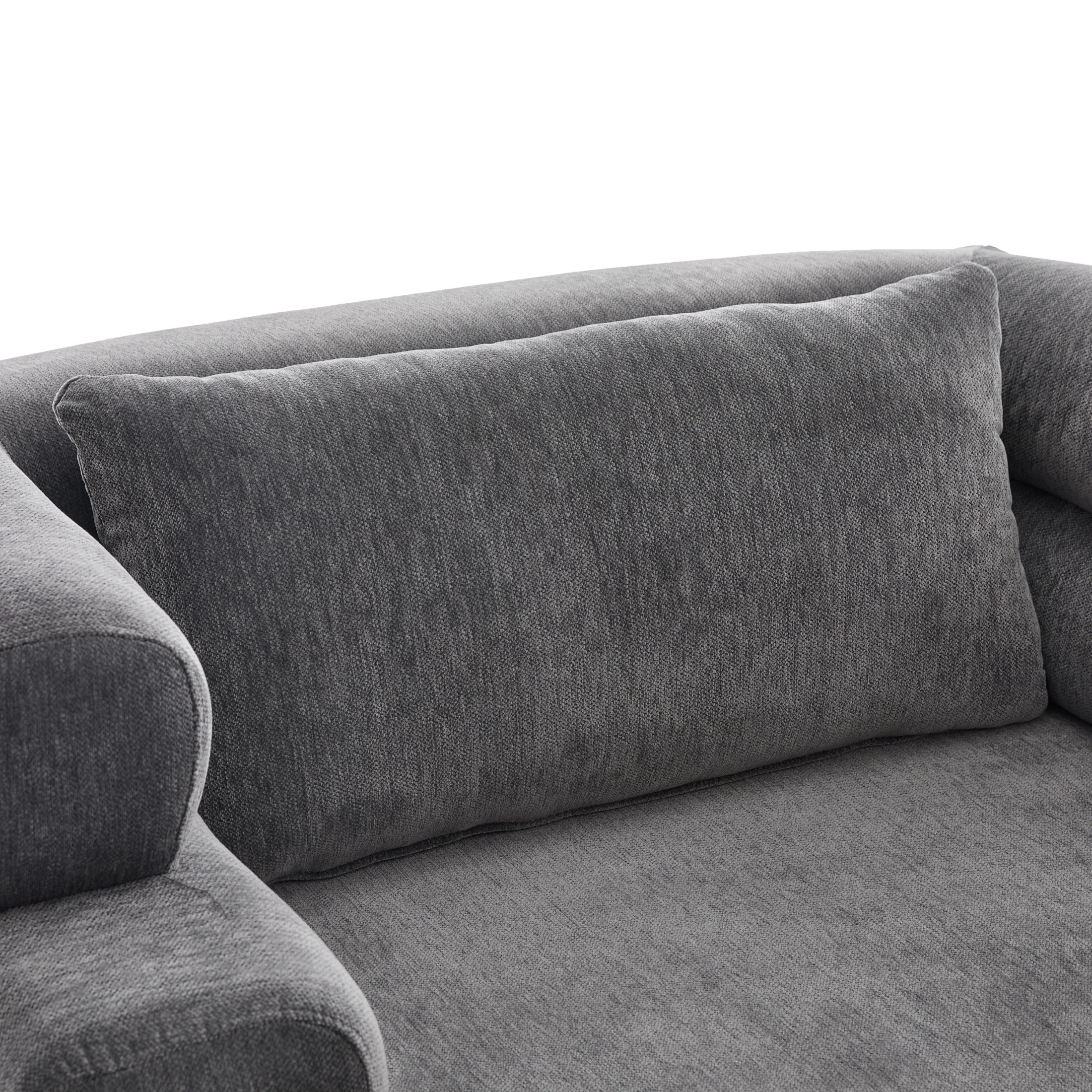 Christopher Knight Home 52.4" Oversized Chenille Chaise Lounge, Modern Sofa Bed with Layered Armrests, Gray