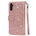 thumbnail image 4 of Allytech Glitter Case for Google Pixel 8a, Bling PU Leather Flip Folio Stand Cards Holder Anti-Scratch Shockproof Bumper Wallet Case Cover for Google Pixel 8A - Rosegold, 4 of 5
