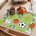 thumbnail image 3 of Green Balls Placemats Set of 4 Baseball Tennis Basketball Football Place Mats Indoor Wipeable Table Mats Washable Cloth Dining Table Placemats for Kitchen Holiday Party Home Decor 13x19 Inch, 3 of 9