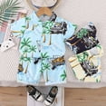 thumbnail image 2 of Weebloom Baby Boys Summer Clothes Set Tropical Print Short Sleeve Button Down Shirt Swim Shorts Casual Beach for Holiday Beach Outfit Set 0-4 Years, 2 of 9