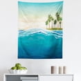 thumbnail image 1 of Tropical Tapestry, Coconut Tree Island Above Majestic Wave in the Ocean Holiday Landscape, Fabric Wall Hanging Decor for Bedroom Living Room Dorm, 5 Sizes, Petrol Blue Mint Green, by Ambesonne, 1 of 1