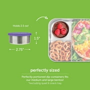 LunchBots 2.5 oz Stainless Steel Dressing Container for Condiments, Dips, Snacks, Dipping Sauce Cups with Silicone Lid, Fits in Lunch Bags and Bento Boxes - Set of 2 - Blue