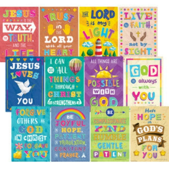 Teacher Created Resources Bible Verses Small Poster Pack, 12 Posters