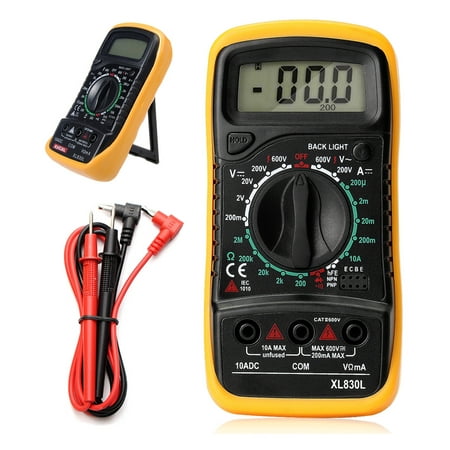 Multimeter, RMS 1999 Counts Volt Meter Manual and Auto Ranging; Measures Voltage Tester, Current, Resistance, Continuity, Frequency; Tests Diodes, Temperature,