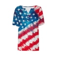 thumbnail image 5 of successthop 4th of July Clothes Women Flags Loose Plus Size V Neck T Shirt Button Holiday Shirts Short Sleeve Tops Red, 5 of 5