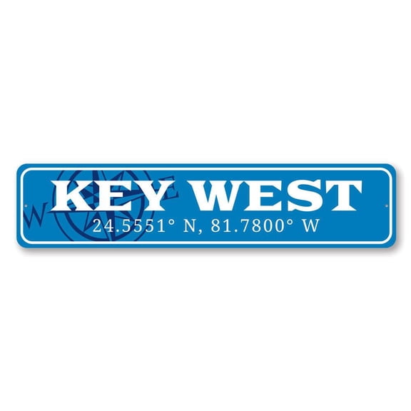 Coordinates and Compass Novelty Decor, Metal Wall Sign - 4x18 Inches