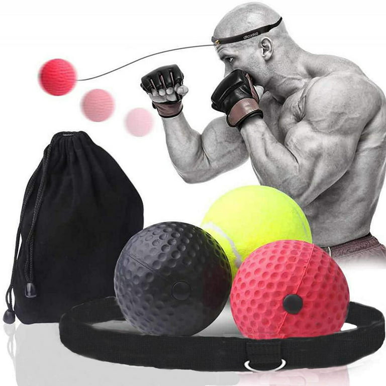Speed ball/boxing reflex ball/set of punching balls (Punching bag with ball  for training (reactions for boxing), 3 difficulty levels boxing training  ball with headband, ideal for reaction, hand-eye coordination training –