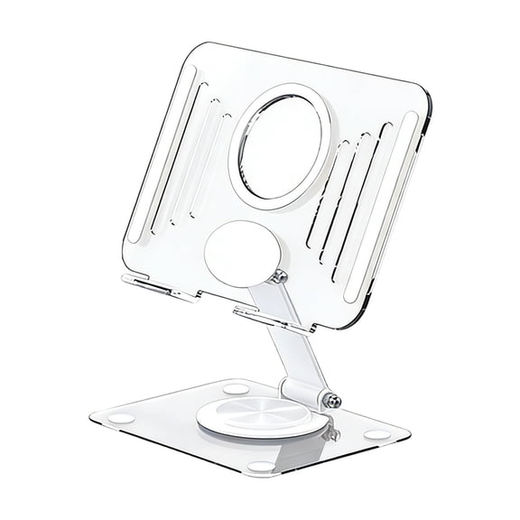 Oioii Rotating Desktop Tablet Stand, Universal Foldable Holder for Phone and Tablet, Portable Adjustable Stand for Home, Office and Travel Use,White