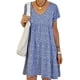 thumbnail image 3 of Qarigey Vestido de manga corta con cuello en V y volantes estampados para mujer Vestidos Azul XXL, 3 of 6