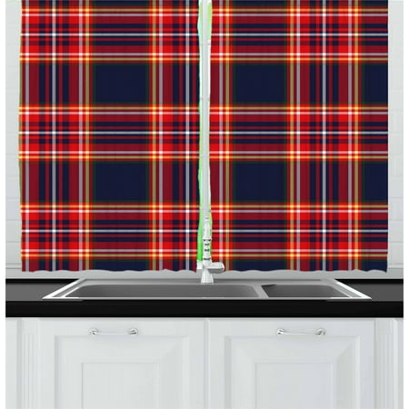 Red Plaid Curtains 2 Panels Set Patchwork Inspirations Lines And