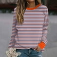 thumbnail image 2 of hxobax Plus Size Striped Sweatshirt Womens Fall Colorblock Knit Crewneck Raglan Shirt Pullover Tops, 2 of 6