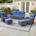 thumbnail image 2 of Bellefurn 6 Pieces Luxury Outdoor Patio Furniture Sets Outdoor Conversation Sets with Swivel Rocker Patio Chairs with 6" Thick Cushion,Sofa and Glass Coffee Table for Porch Deck Backyard Poolside, 2 of 13