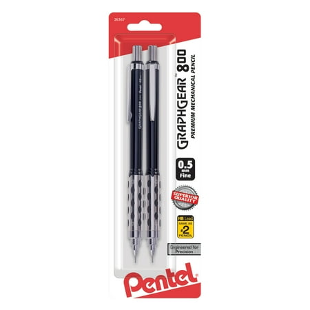 Pentel GraphGear800 Automatic Drafting Pencil (0.5mm) 2pk (PG805BP2)
