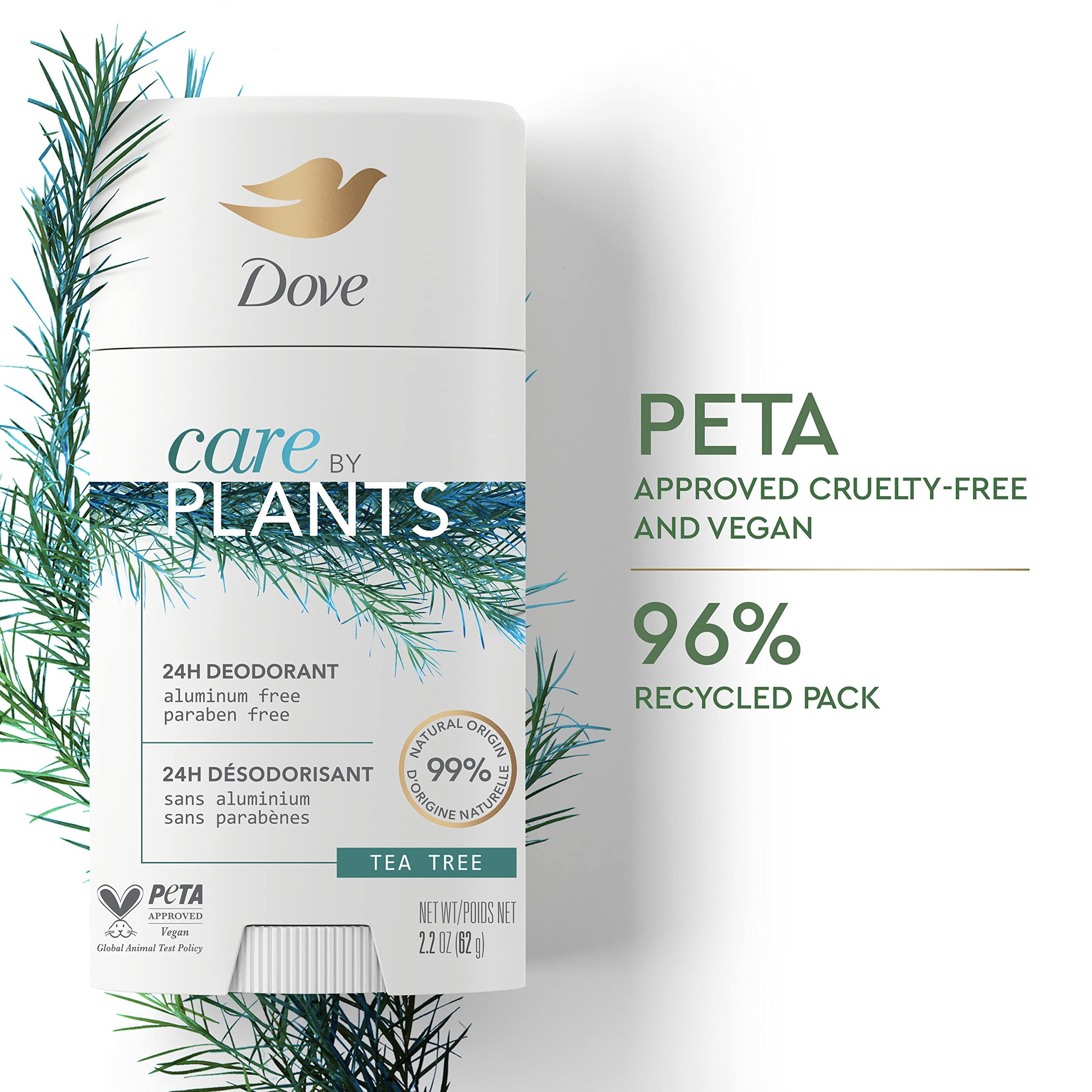 Dove Care by Plants Deodorant Stick for long-lasting deodorant protection  Tea Tree aluminum free deodorant 2.6 oz 3 Count - Walmart.com