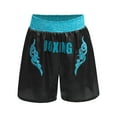 thumbnail image 3 of Hansber Kids Boys Sequin Applique Shiny Letter Printed Boxer Kickboxing Training Shorts Side Split Satin Hot Pants Black&Light Blue 10, 3 of 6