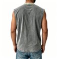 thumbnail image 4 of Mens Button Henley Neck Sleeveless Shirts Summer Muscle Cotton Tank Tops Relaxed Fit Plain Oversized Tshirts with Pocket, 4 of 5