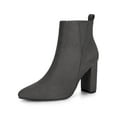 thumbnail image 1 of Unique Bargains Women's Block Heel Pointed Toe Zipper Ankle Boots, 1 of 8