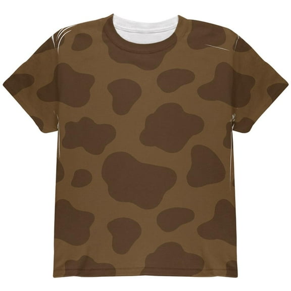 Halloween Brown Chocolate Milk Cow Costume All Over Youth T Shirt Multi YSM