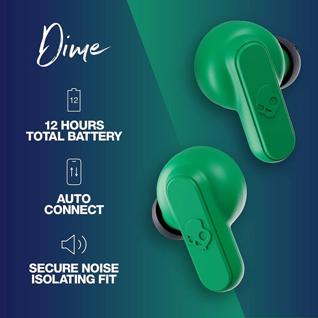 Audífonos Skullcandy Dime True Wireless, in-Ear, Earbud; Azul / Verde