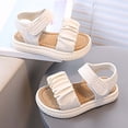 thumbnail image 4 of Girls Ruched Strap Sandals, Hook-and-Loop Soft Sole Summer Shoes, Lightweight Casual Flat Sandals for Kids, 4 of 7