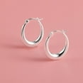 thumbnail image 6 of Lancharmed Silver Plated Earrings for Womens Trendy,Glossy Teardrop Oval Circles Earring Grandparents Gifts, 6 of 7