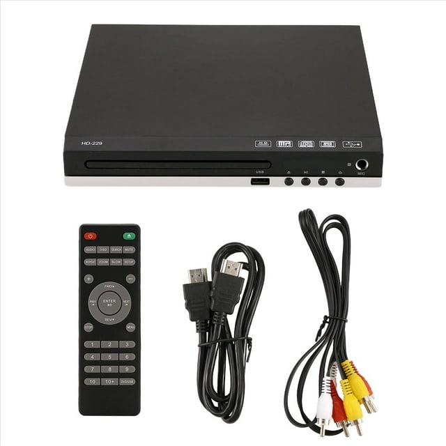 Salidas de Reproductor de DVD HD 1080p CD/EVD/VCD Reproductor Multimedia Digital Doméstico con Puertos USB y Micrófono ENCHUFE UE