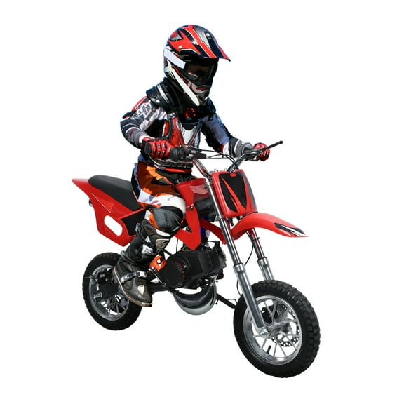 ZNNT Kids Mini 49cc Gas Dirt Bike 2-Stroke Ride-on Motorcycle Pocket Motorbike with Disc Brakes up to 40km/h (Red)