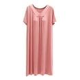 thumbnail image 5 of Feancey Soft Nightgown for Women Short Sleeve V Neck Sleepwear Lightweight Casual Modal Sleep Dress Pleated Loose Nightshirts Holiday Clearance Pink XL, 5 of 6