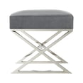 thumbnail image 2 of HomeRoots 487856 18 x 18 x 18 in. Gray Velvet & Silver Ottoman, 2 of 3