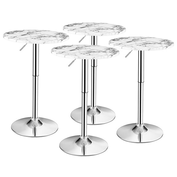 Costway 4PCS Round Bistro Bar Table Height Adjustable 360-degree Swivel White