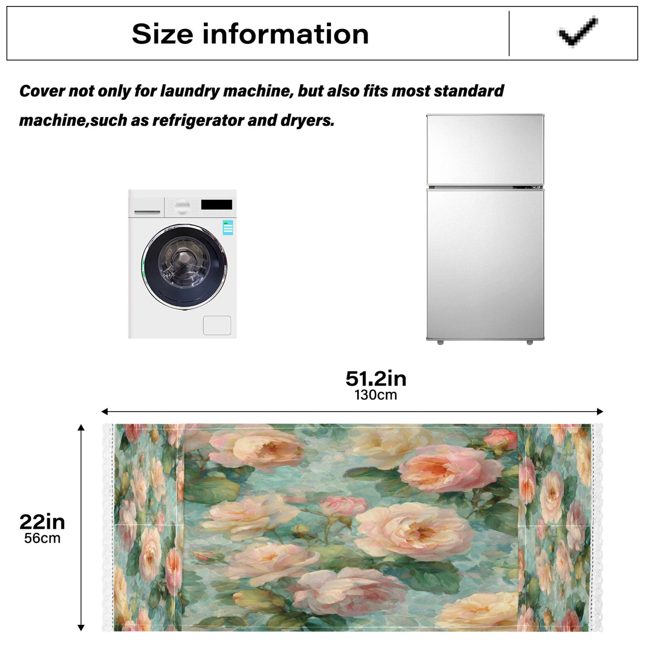 Wobogo Powder Green Rose Washing Machine Cover Dustproof Washer Dryer Cover Waterproof Laundry Room Decorative Protector