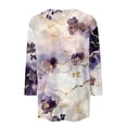 thumbnail image 5 of ZOYXRO Womens 3/4 Sleeve Tops Dressy Casual Crew Neck T Shirts Summer Marble Print Elbow Sleeve Tunic Tops Basic Loose Tunic Blouse Light Purple XL, 5 of 5