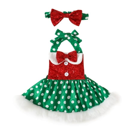 

LOVEBAY Toddler Baby Girl Christmas Outfit Sleeveless Sequin Tutu Dresses Princess Halter Dress Toddler Dress Baby Girls Tutu Playwear