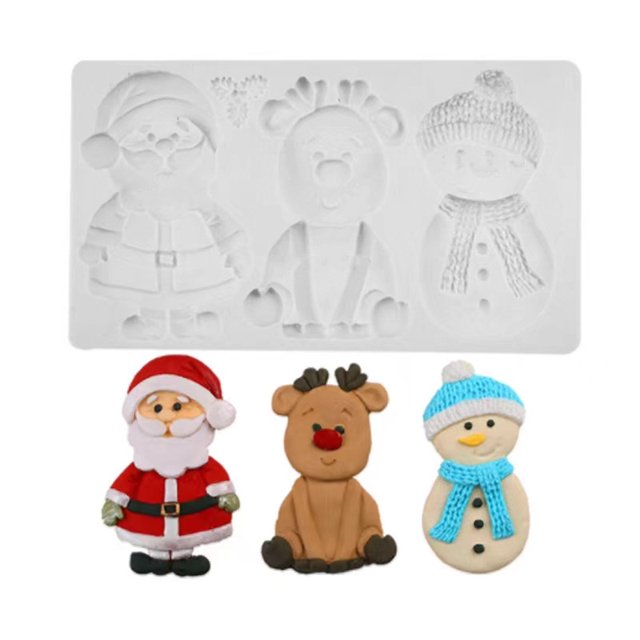 Santa Claus mu?eco de nieve Elk moldes de pastel de silicona pastel de Navidad decoración molde herramienta Chocolate Fondant moldes hornear pastel herramientas Acces ShuxiuWang 8390612431661