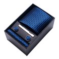 thumbnail image 2 of Yirtree 4Pcs/Set Plaid Tie Men's Silk Tie and Pocket Square Cufflinks Tie Clip Set Wedding Business Texture Luxury Exquisite Gift Box, 2 of 8