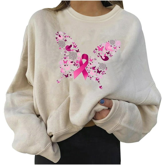 Fesfesfes Love Breasts Tops for Women's Casual Long Sleeve Printed Ladies Sweatshirts Tops Clothes Sale