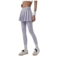 thumbnail image 4 of GEWSEY Women Tennis Skirted Leggings with Pockets Athletic Pleated Skirts with Leggings Workout Active Golf Skort (Light Purple, XL), 4 of 5