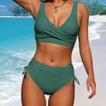 thumbnail image 2 of 2024 Woman New Split Wrap Lace Up Hollow Out Bikini Solid Color High Waist Quick Selling Bikini, 2 of 9