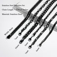 thumbnail image 4 of APSVO 6 Pcs Black Bracelets for Men Boys Women Stainless Steel Cuban Rope Paperclip Figaro Chain Bracelets Set Birthday Valentines Day Jewelry Gifts Teen Him Dad Male Kids Ideas 6.5/7/7.5/8.3/9 Inch, 4 of 8