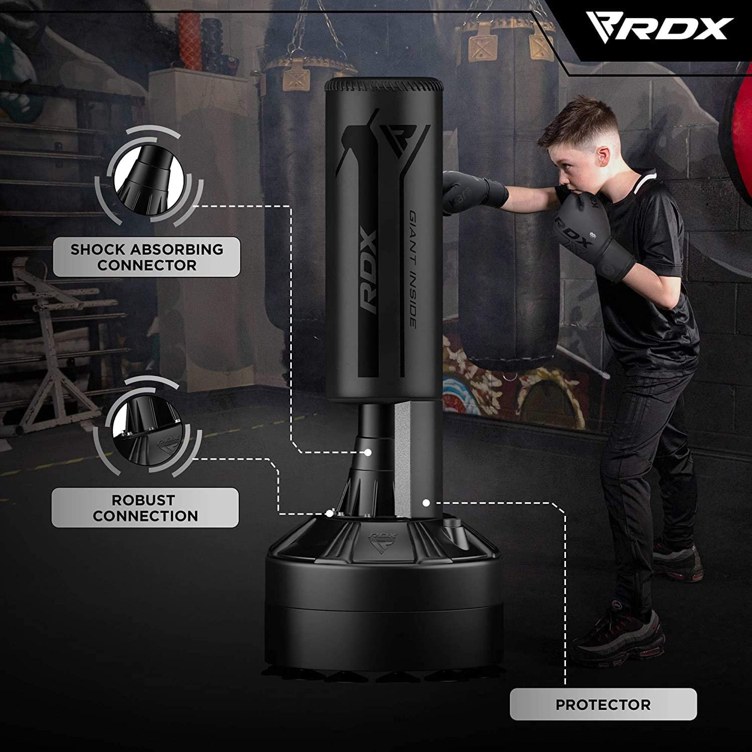 RDX Kids Punching Bag with Gloves, 4FT Heavy Duty Junior RONIN Target Pedestal Bag Set Suction Cup Stand Base