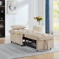 thumbnail image 3 of 4 in1 Multi-Function Single Sofa Bed,Tufted Pull out Sofa Bed with Adjustable Backrest and Pillows,Convertible Sofa Bed Couch with Storage Pockets,Taupe, 3 of 7