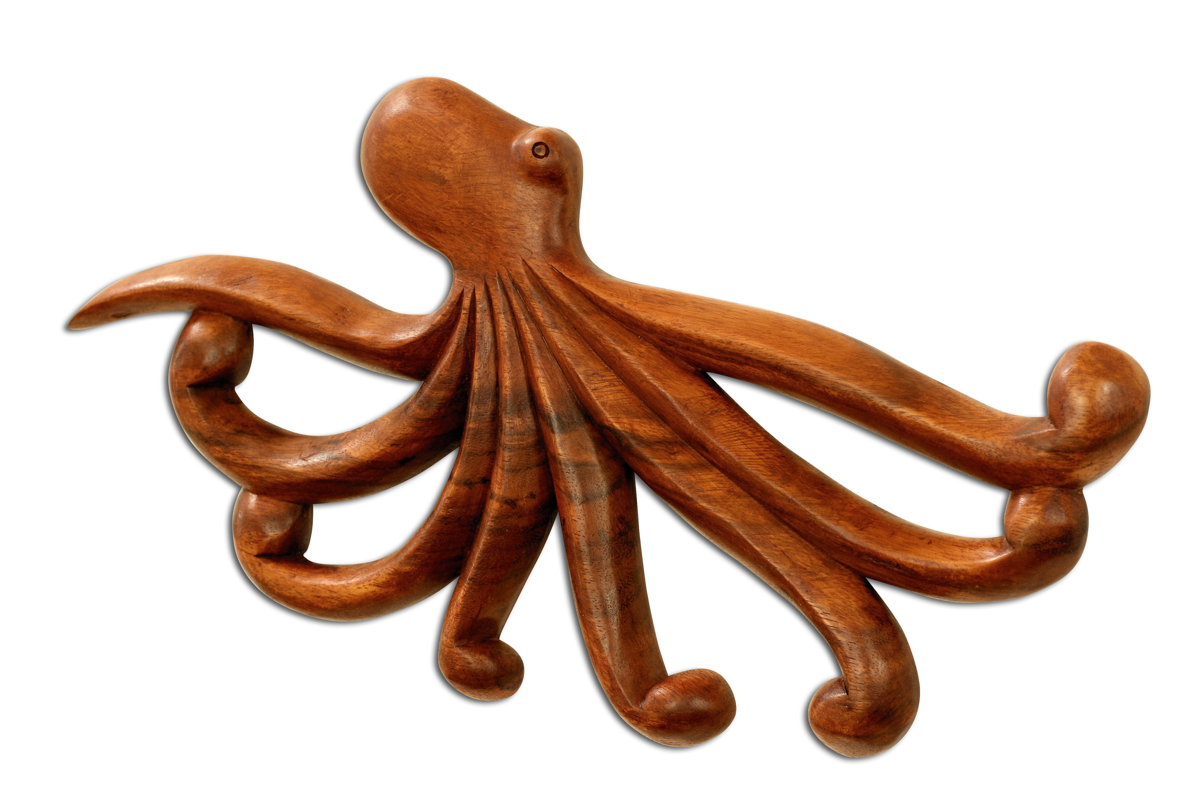 Wooden Octopus Wall Decor Plaque Hanging Sculpture Hand Carved Home Accent  Handcrafted Handmade Seaside Tropical Nautical Ocean Coastal Wood 