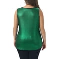 thumbnail image 4 of DARING DIVA Women's Plus Metallic Tank Top Sleeveless Shiny Party Tops 1X Dark Green, 4 of 6