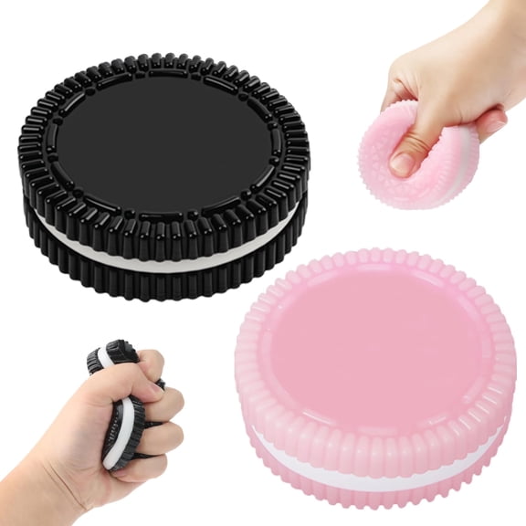 Sticky Cookie Squishies Fidget Toys Adults  Squishy Toys Sensory Toys for Kids with Autism  Fidgets for Grandkids Stocking Stuffers for Kids Teens(2 Pack Pink Black)